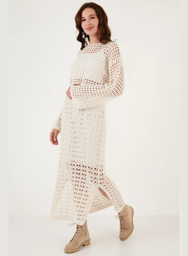 ليلا تنورة ليلا محبوكة بفتحة مفتوحة للنساء