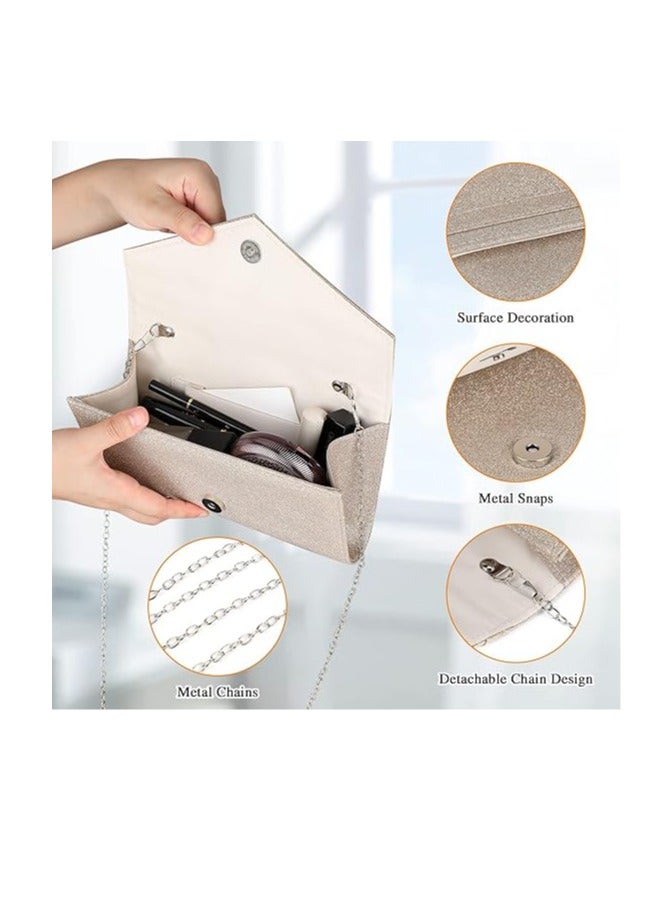 حقيبة كلاتش، حقيبة سهرة نسائية مع سلسلة حقيبة ظهر، حقيبة مغلف أنيقة لحفلات الزفاف النسائية حفلات الزفاف والحفلات الراقصة - Image 3