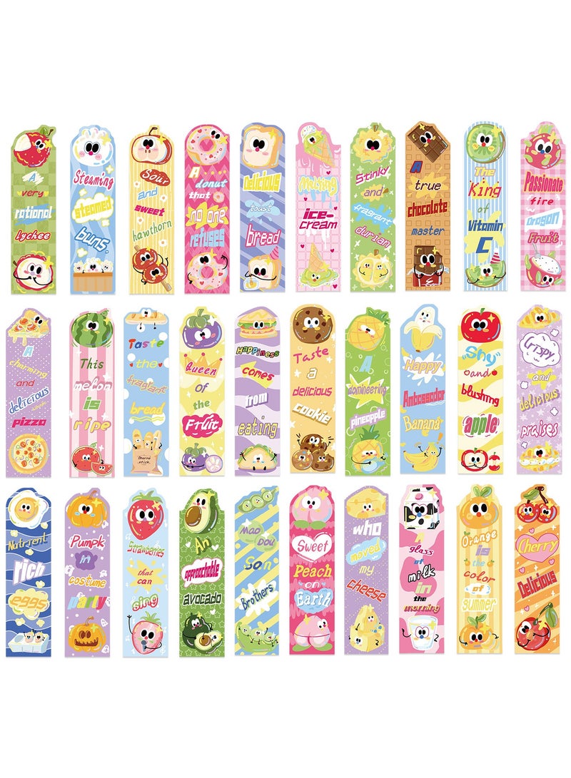 Generic 30Pcs Scented Bookmarks Cute Bookmarks for Kids Fruit Food Scented Fun Bookmarks Assorted Scented Bookmarks for Students, Teens, Food Lovers, 30 Styles - Image 1