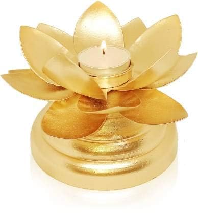 The Decor Affair The Decor Affair 1 Pcs Lotus Ghee Lamp Holder Butterlamp Tea Light Holder Tibetan Copper Oil Lamp Altar Supplies Gold
