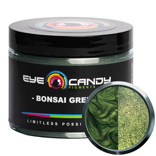 Eye Candy Pigments Premium Green Mica Powder - Bonsai Green (50gr) - for Epoxy, Resin, Soap, Paint, Woodworking, Acrylic Pouring, Bath Bombs, Fishing Lures - DIY Arts and Crafts Additive - Image 1