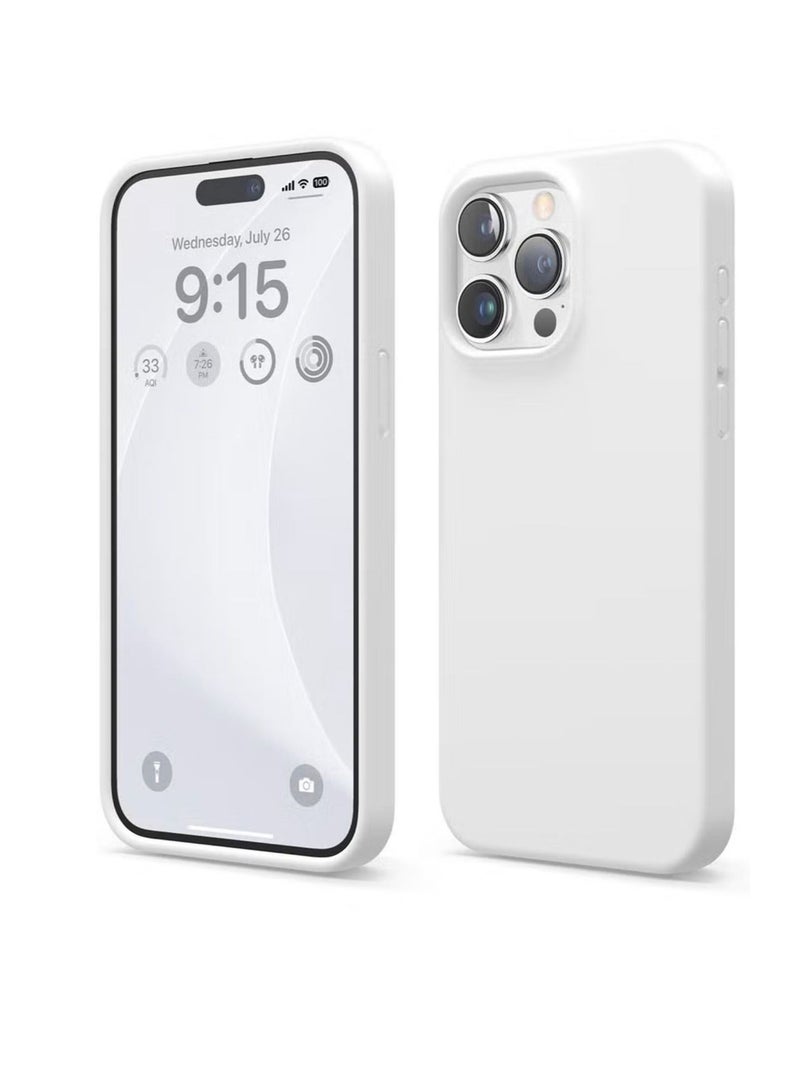 IAF Liquid Silicone for iPhone 15 Pro Case Cover Full Body Protection, Shockproof, Slim, Anti-Scratch Soft Microfiber Lining - White