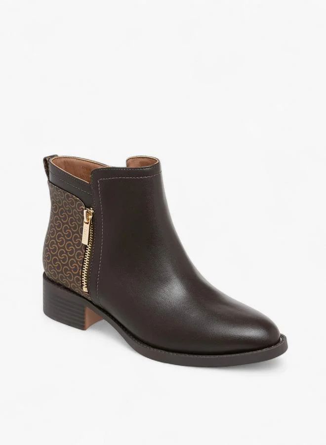 سيليست Women'S Monogram Print Ankle Boots With Zip Closure