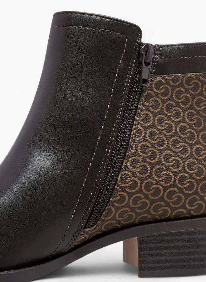 Celeste BROWN Women'S Monogram Print Ankle Boots With Zip Closure for Women | Best Price UAE