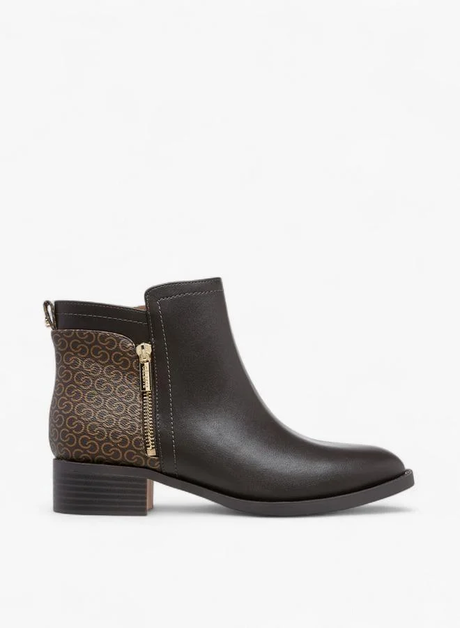 Celeste BROWN Women'S Monogram Print Ankle Boots With Zip Closure for Women | Best Price UAE