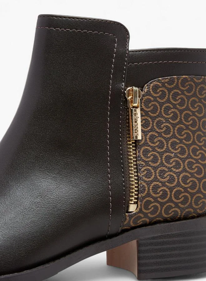 Celeste BROWN Women'S Monogram Print Ankle Boots With Zip Closure for Women | Best Price UAE