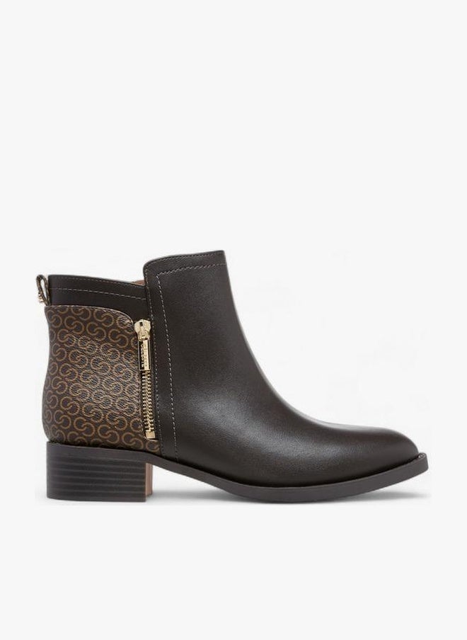 Celeste Women'S Monogram Print Ankle Boots With Zip Closure - Image 1