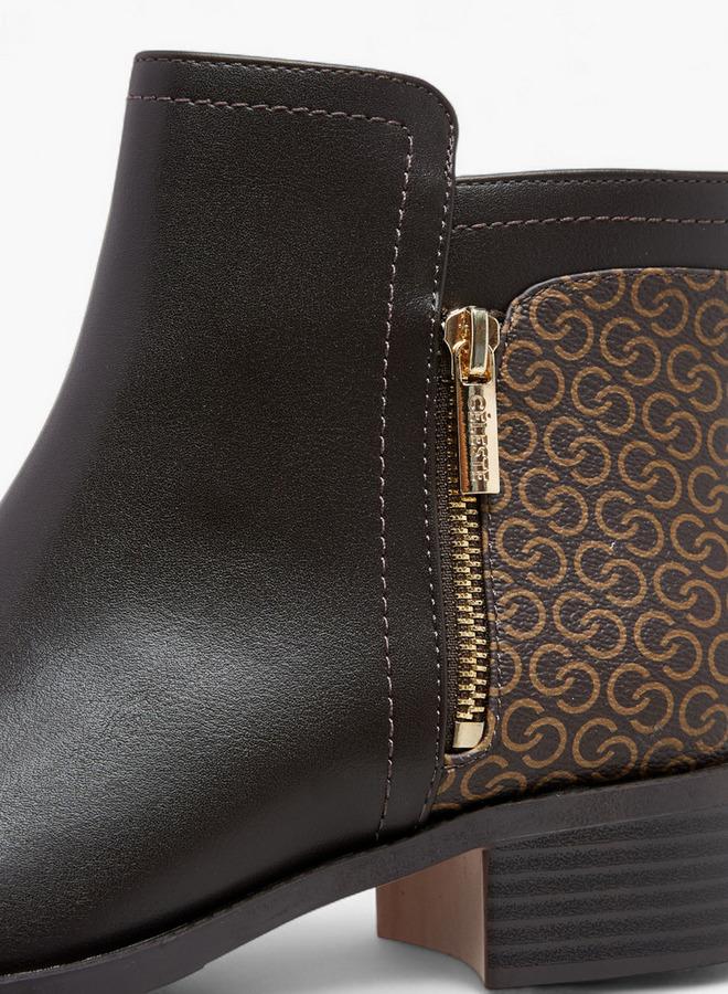 Celeste Women'S Monogram Print Ankle Boots With Zip Closure - Image 4