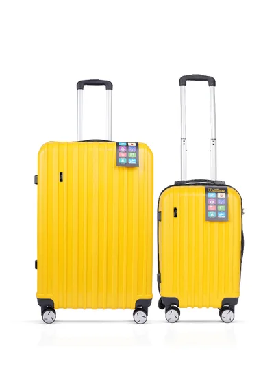 MNUK Viator Set of 2 Luggage | Hard-side Smooth and comfortable Luggage Trolley with TSA Lock | PP Material | Double 360° 4 Wheeler| Cabin, Large| Yellow