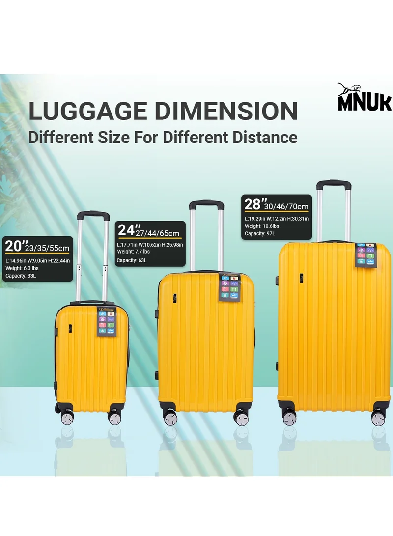MNUK Viator Set of 2 Luggage | Hard-side Smooth and comfortable Luggage Trolley with TSA Lock | PP Material | Double 360° 4 Wheeler| Cabin, Large| Yellow