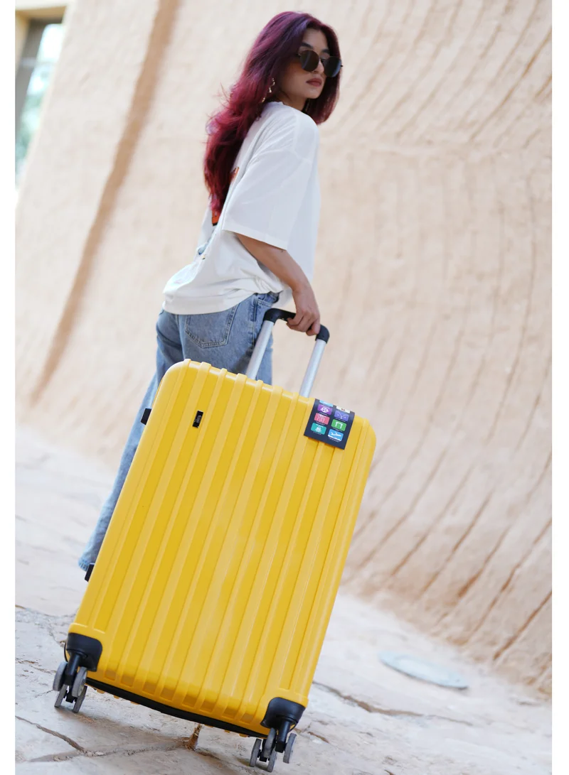 MNUK Viator Set of 2 Luggage | Hard-side Smooth and comfortable Luggage Trolley with TSA Lock | PP Material | Double 360° 4 Wheeler| Cabin, Large| Yellow