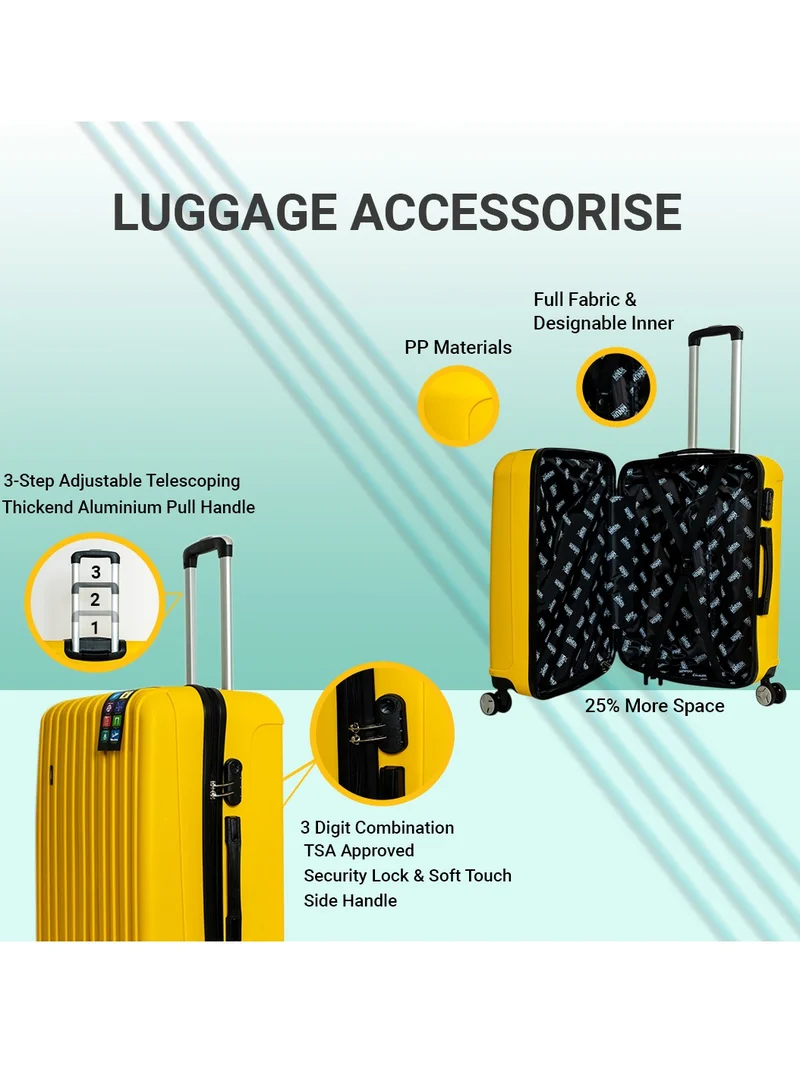 MNUK Viator Set of 2 Luggage | Hard-side Smooth and comfortable Luggage Trolley with TSA Lock | PP Material | Double 360° 4 Wheeler| Cabin, Large| Yellow