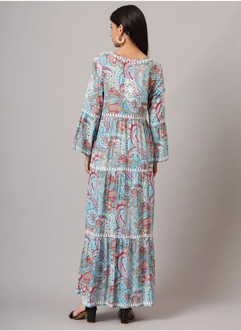 Alaya Hand Embroidered Chikankari A-Line Gathering Pattern Mulmul Cotton Jalabiya-AL3673