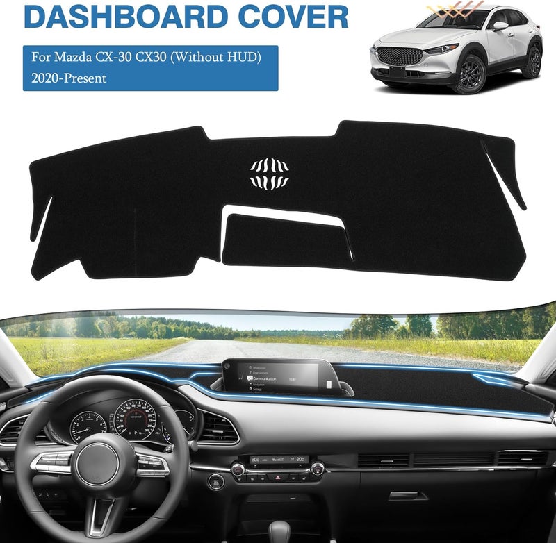 FIILINES Dash Cover for 2020-2026 Mazda CX-30 CX30(Without HUD), Dashboard Mat Accessories Dash Cover Sunshade Nonslip Mesh Protector No Glare Black - Image 2