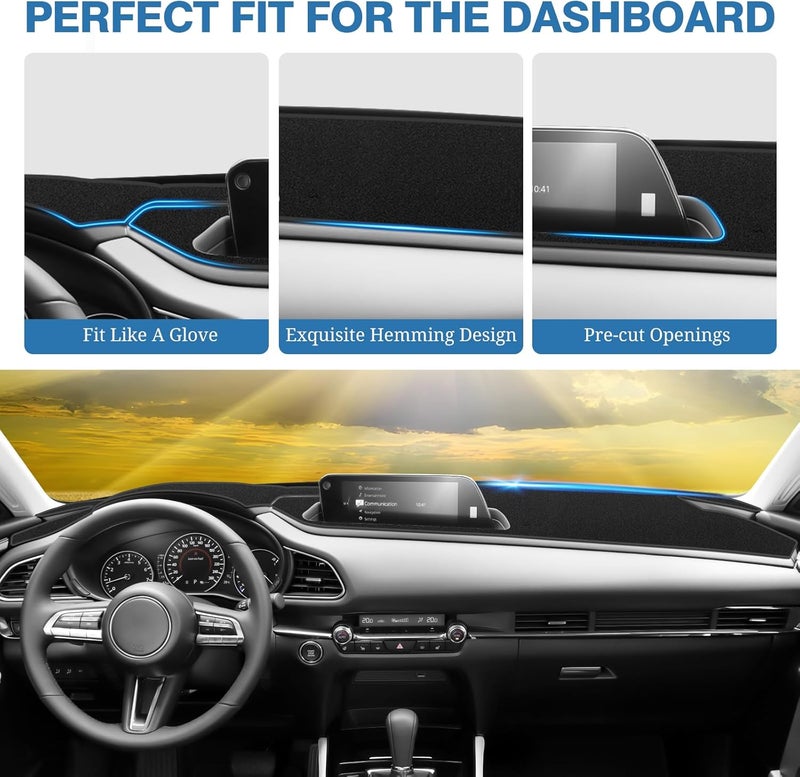 FIILINES Dash Cover for 2020-2026 Mazda CX-30 CX30(Without HUD), Dashboard Mat Accessories Dash Cover Sunshade Nonslip Mesh Protector No Glare Black - Image 4