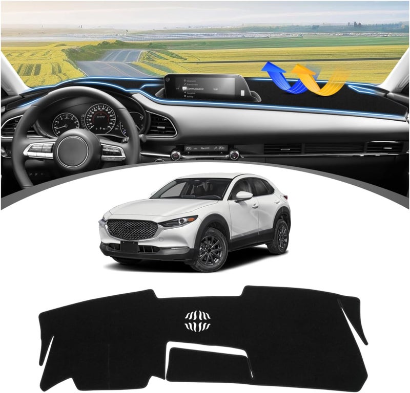 FIILINES Dash Cover for 2020-2026 Mazda CX-30 CX30(Without HUD), Dashboard Mat Accessories Dash Cover Sunshade Nonslip Mesh Protector No Glare Black - Image 1