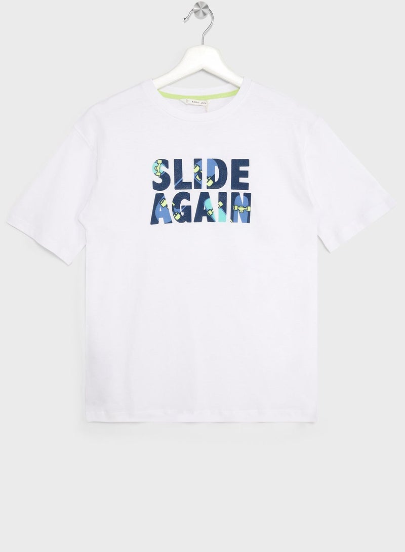 MANGO Kids Slogan T-Shirt  - Image 1