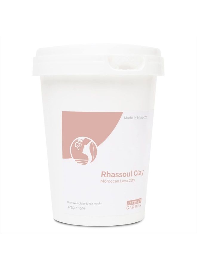Fatima's Garden Rhassoul Clay, 100% Natural Moroccan Ghassoul Clay Powder for Face, Hair & Hammam; cleansing and softening & Purifying for the skin/hair, Vegan Cruelty-Free - 15oz / 425gr - Image 1
