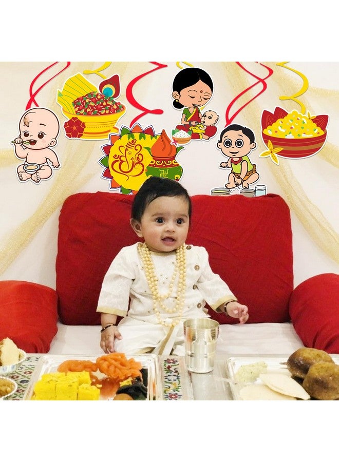Zyozique Annaprasanam Hanging Swirls/Annaprashan Decoration Items/Rice Ceremony Decorations Items/Rice Ceremony Hanging Swirls/Baby Photoshoot Props for Rice Ceremony (Pack of 6) - Image 4