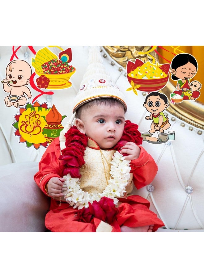 Zyozique Annaprasanam Hanging Swirls/Annaprashan Decoration Items/Rice Ceremony Decorations Items/Rice Ceremony Hanging Swirls/Baby Photoshoot Props for Rice Ceremony (Pack of 6) - Image 5