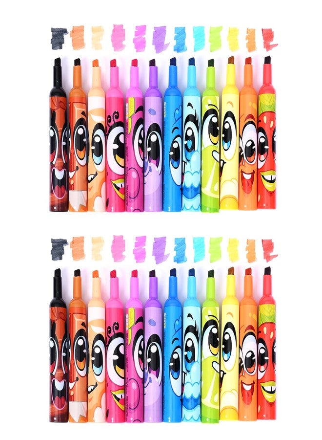 سينتوس أقلام تحديد سينتوس برأس مشطوف برائحة الفواكه، عبوة من 24 قلمًا، مناسبة للأطفال، قابلة للغسل بسهولة، مثالية للملصقات والمعارض العلمية، ألوان متنوعة - Image 2