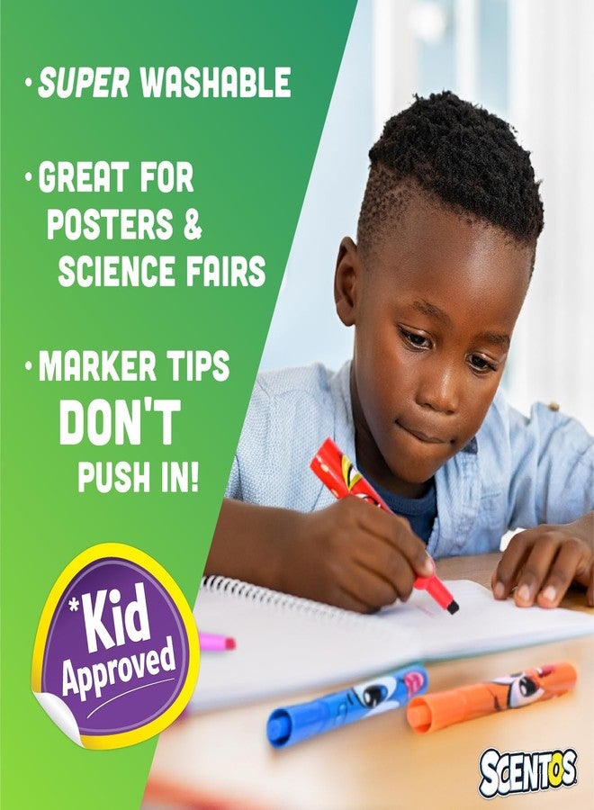 سينتوس أقلام تحديد سينتوس برأس مشطوف برائحة الفواكه، عبوة من 24 قلمًا، مناسبة للأطفال، قابلة للغسل بسهولة، مثالية للملصقات والمعارض العلمية، ألوان متنوعة - Image 3