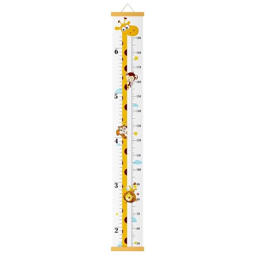 Outivity Baby Height Growth Chart, Canvas Height Chart for Kids Baby Child Toddler Boys Girls, Wood Growth Chart for Wall Room Nursery Decor, Hangable and Removable Waterproof Measuring Wall Ruler for Bathroom - Image 1