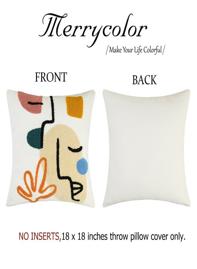 Merrycolor Boho Abstract Pillow Covers Colorful Woman Face Line Cute Pillow Cases Mid Century Aesthetic Modern Boho Pillows Decorative Throw Pillows for Bed Couch Living Room,1PC - Image 4