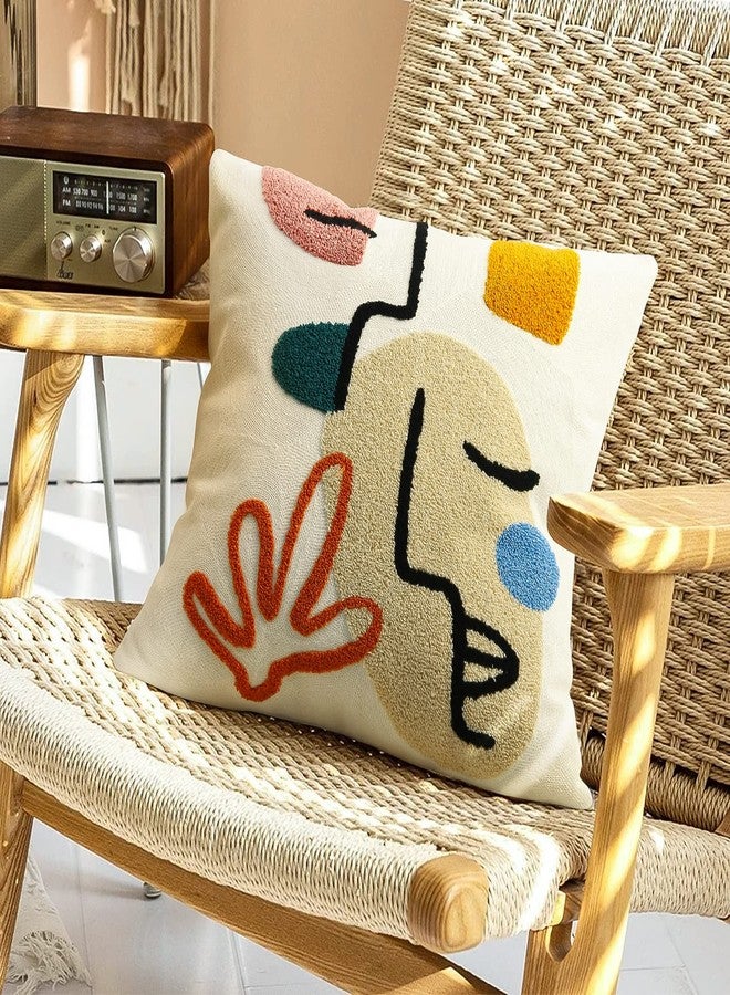 Merrycolor Boho Abstract Pillow Covers Colorful Woman Face Line Cute Pillow Cases Mid Century Aesthetic Modern Boho Pillows Decorative Throw Pillows for Bed Couch Living Room,1PC - Image 2