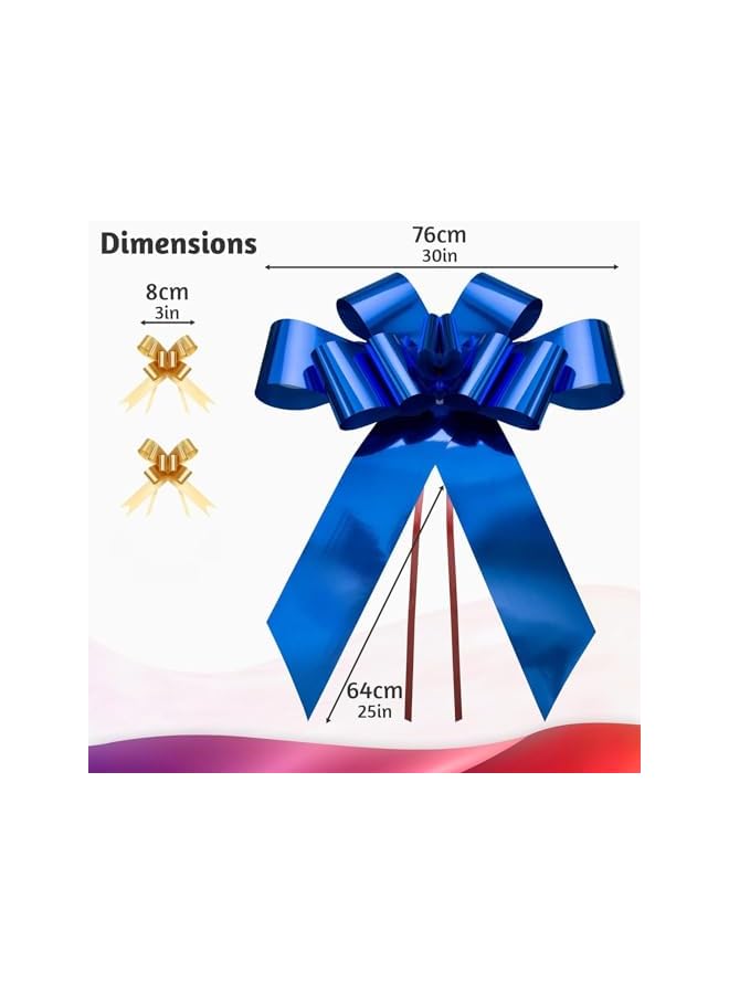 The Bros أقواس سحب كبيرة، أقواس هدايا، قوس عملاق للسيارة، قوس عيد ميلاد، قوس للهدايا لتنسيق الزهور، زينة عيد الميلاد والزفاف (أزرق) - Image 2