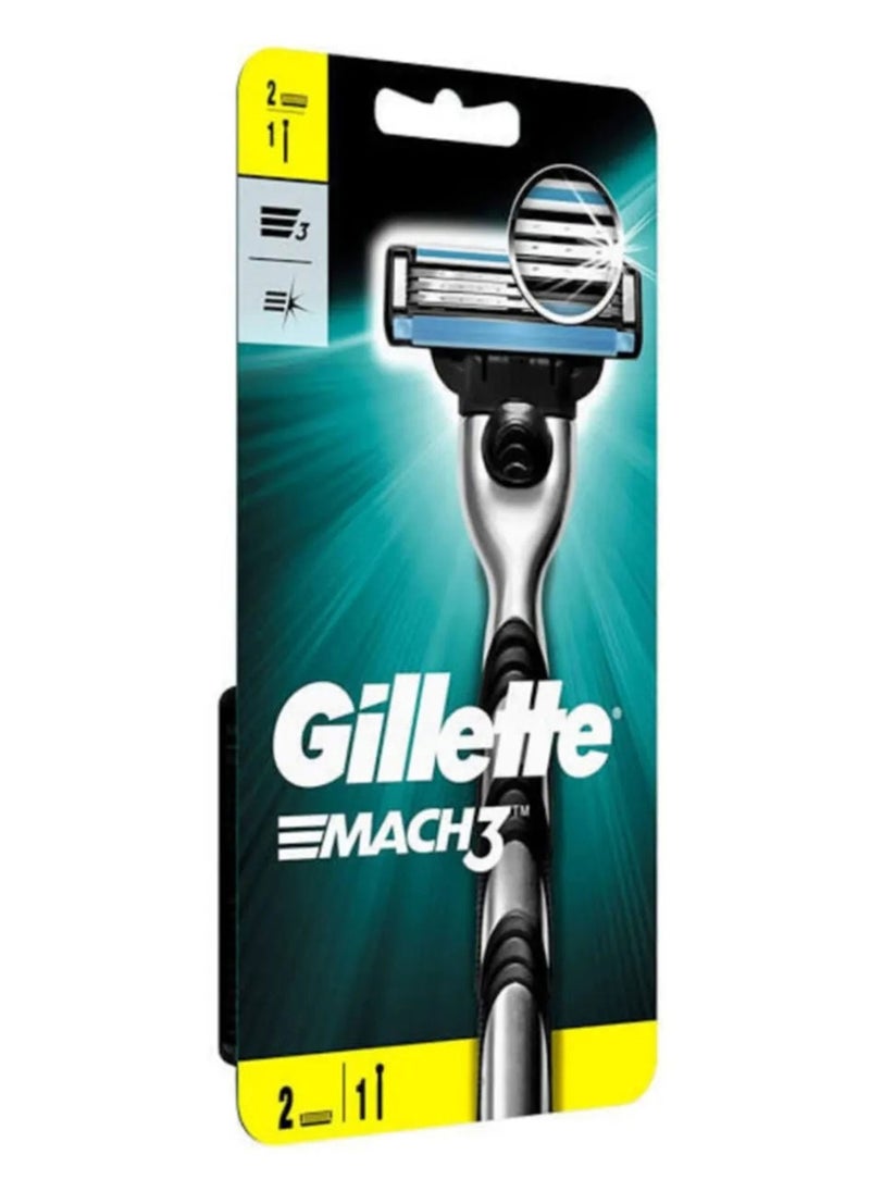 Gillette - Gillette Mach3 Men's Razor Handle and 2 Blade Refills - Image 1