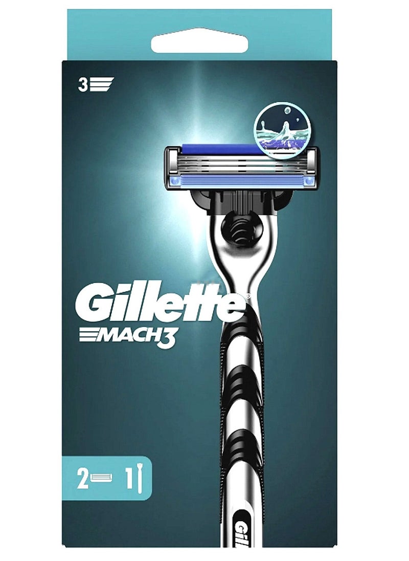 Gillette - Gillette Mach3 Men's Razor Handle and 2 Blade Refills - Image 1