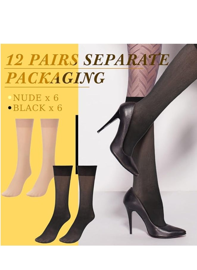12 Pairs Sheer Knee Socks, (Black/Beige) Unlimited style and comfort with high quality and reliable, hard to tear, fade or damage