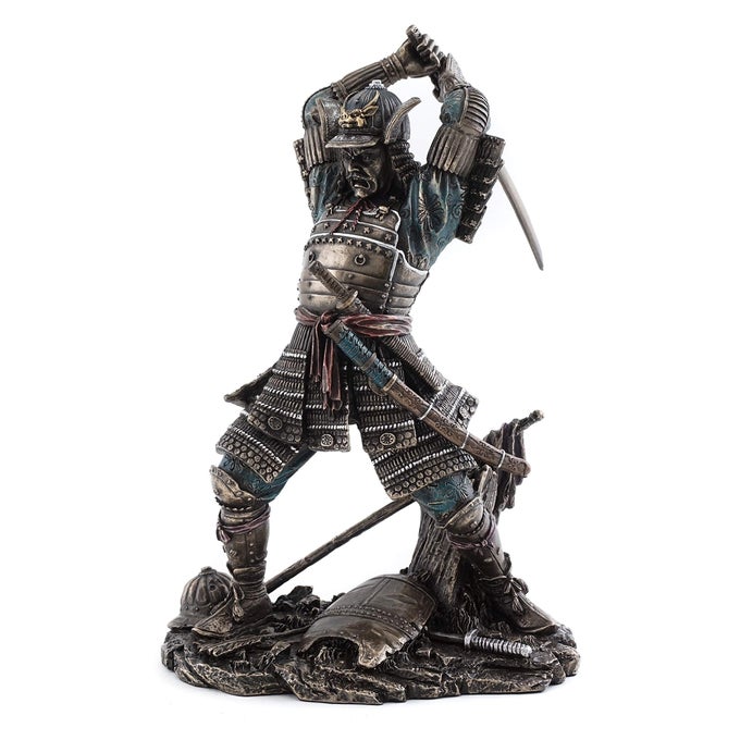 JAPANESE BUSHIDO SAMURAI WARRIOR STATUE HISTORICAL SCULPTURE WITH MARTIAL ARTS SWORD IN PREMIUM COLD CAST BRONZE 9INCH COLLECTIBLE FIGURINE