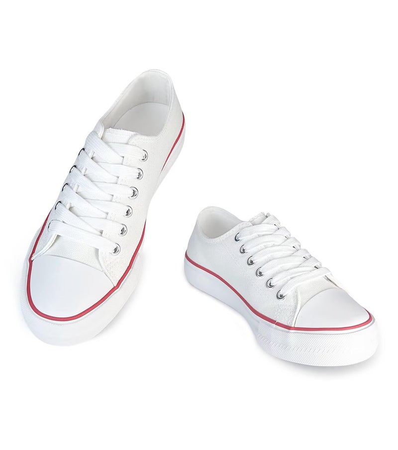 Haifago Canvas Shoes For Women Casual Low Top Sneakers  Womens Fashion Classic Lace Up Walking Shoes For Everyday Wear White - Image 1