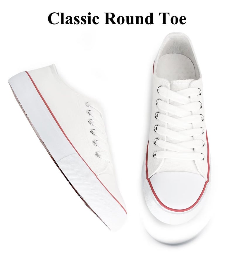 Haifago Canvas Shoes For Women Casual Low Top Sneakers  Womens Fashion Classic Lace Up Walking Shoes For Everyday Wear White - Image 5