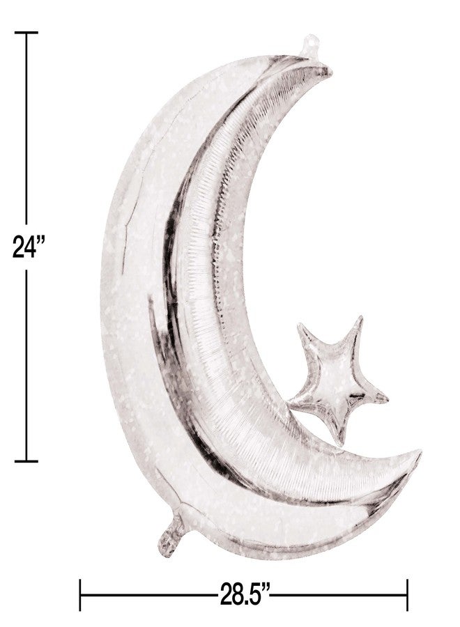 كرييتف كونفيرتينج بالون معدني على شكل قمر وسماء مرصعة بالنجوم - Image 3