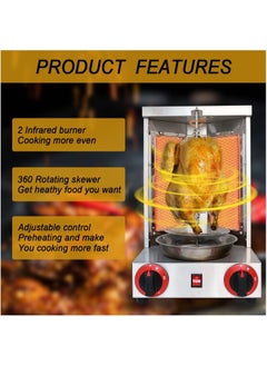 Grace Grace Counter Top Gas Vertical Shawarma Kebab Griller  - Image 5