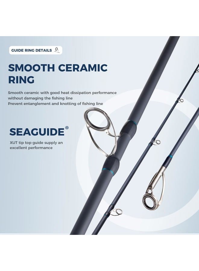 FISHAPPY Surf Rod Graphite Surf Spinning Fishing Rod with Seaguide Reel Seat (9' - 2 Piece) - Image 2