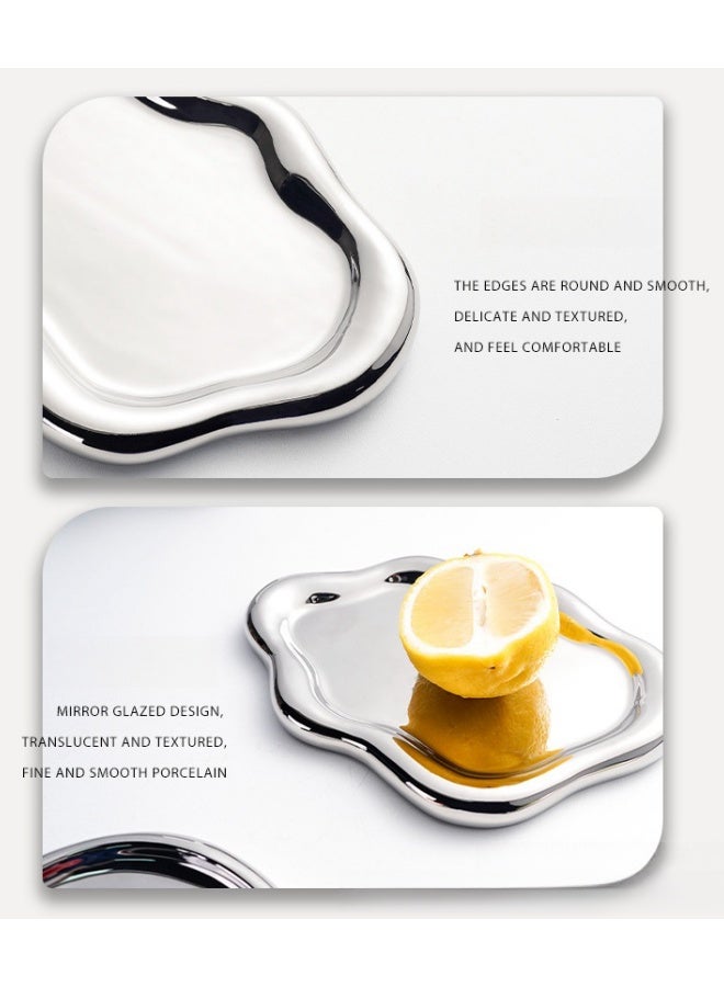SHABILI Cloud Shape Ceramic Decorative Tray，Dresser Jewelry Ring Dish Tank Storage Kitchen Countertop Organizer Plate Holder for Perfume Towel Bathroom Accessories, Coffee Table Tray for Living Room, Bathroom  - Image 2