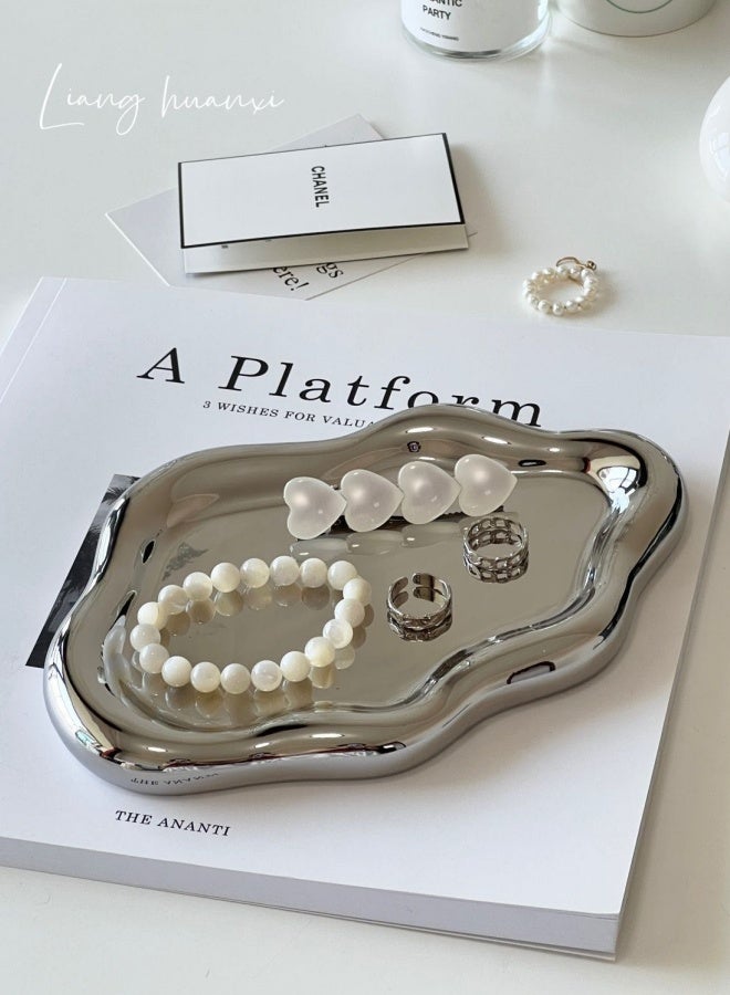 SHABILI Cloud Shape Ceramic Decorative Tray，Dresser Jewelry Ring Dish Tank Storage Kitchen Countertop Organizer Plate Holder for Perfume Towel Bathroom Accessories, Coffee Table Tray for Living Room, Bathroom  - Image 3