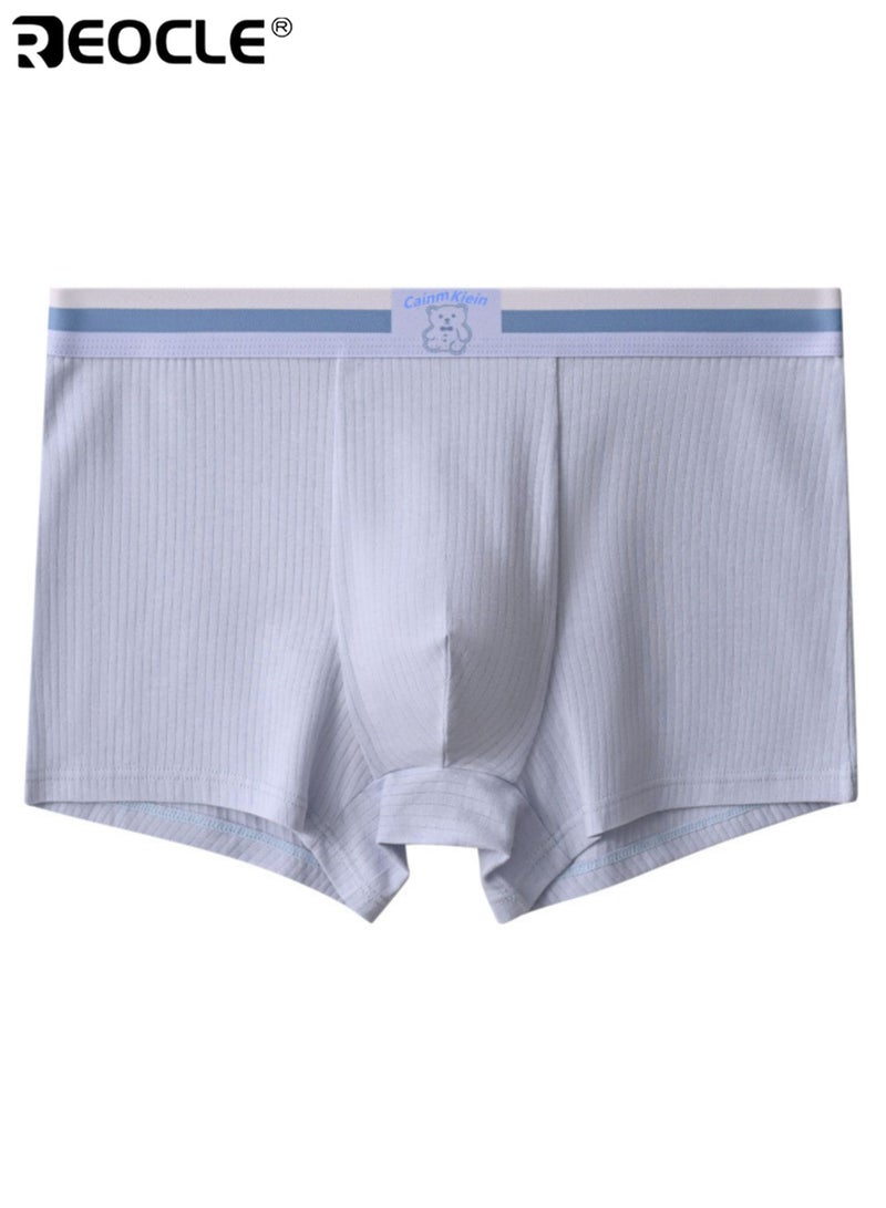 REOCLE Men's Ribbed Boxer Briefs Elastic Waistband Underwear Breathable Comfort Trunks for Daily Use - Image 1