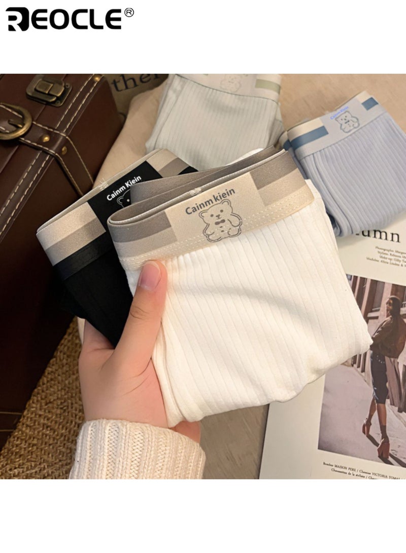 REOCLE Men's Ribbed Boxer Briefs Elastic Waistband Underwear Breathable Comfort Trunks for Daily Use - Image 4