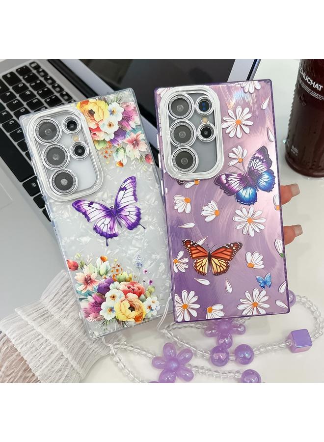 S-TOP Case For Samsung Galaxy S24 5G Plating Texture Butterfly Wristband TPU Phone Case with Glitter Lens Film - Image 2