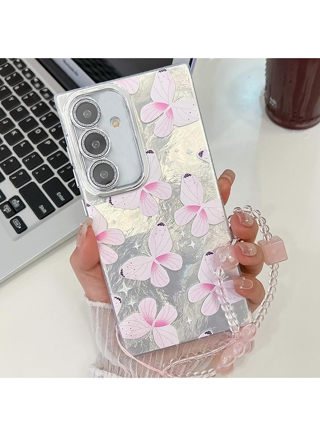S-TOP Case For Samsung Galaxy S24 5G Plating Texture Butterfly Wristband TPU Phone Case with Glitter Lens Film - Image 1
