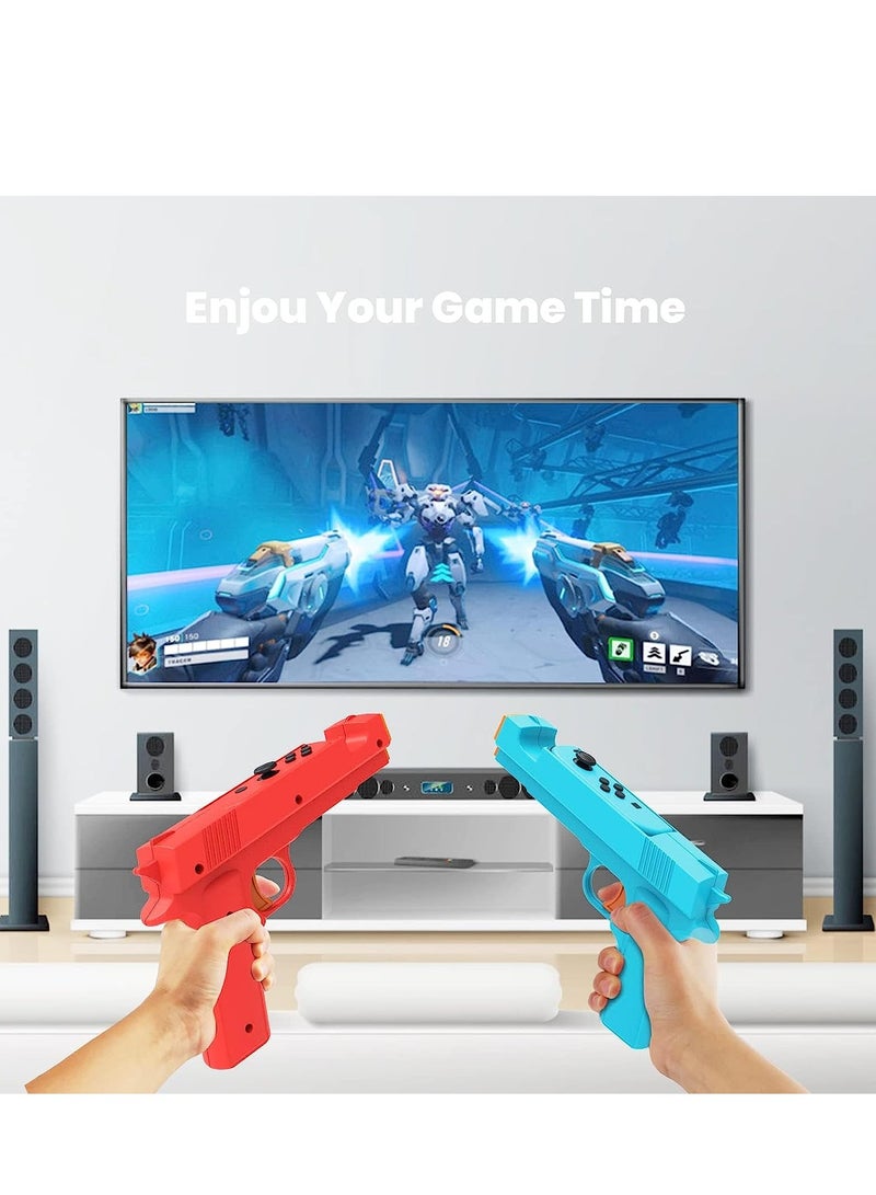 وحدة تحكم ألعاب إطلاق نار مريحة لسويتش و OLED - مقبض يد متحرك لتجربة إطلاق نار مثالية (أزرق وأحمر) - Image 2
