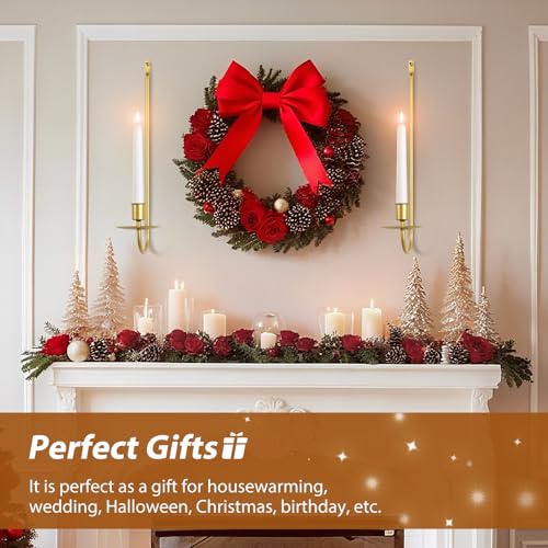 XAROO Gold Candle Sconces Set of 2, Taper & Pillar Wall Candle Holder, Wall Candle Sconces Set of Two, Decor for Entryway, Fireplace, Living Room - Image 2