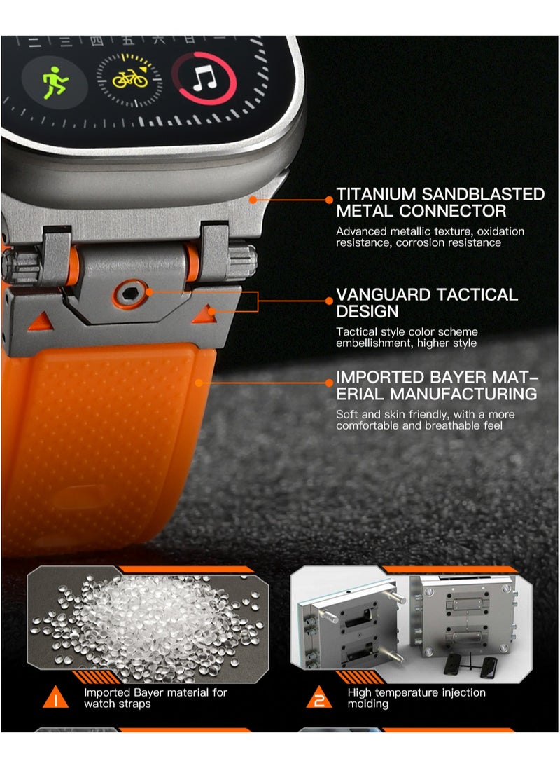 yalilai - Sport Band for Apple Watch 44mm 45mm 46mm 49mm, Rugged Metal Connector with Silicone Rubber Watch Strap for iWatch Apple Series Ultra 2 SE Series 10 9 8 7 6 SE 5 4 3, Titanium-Black - Image 1