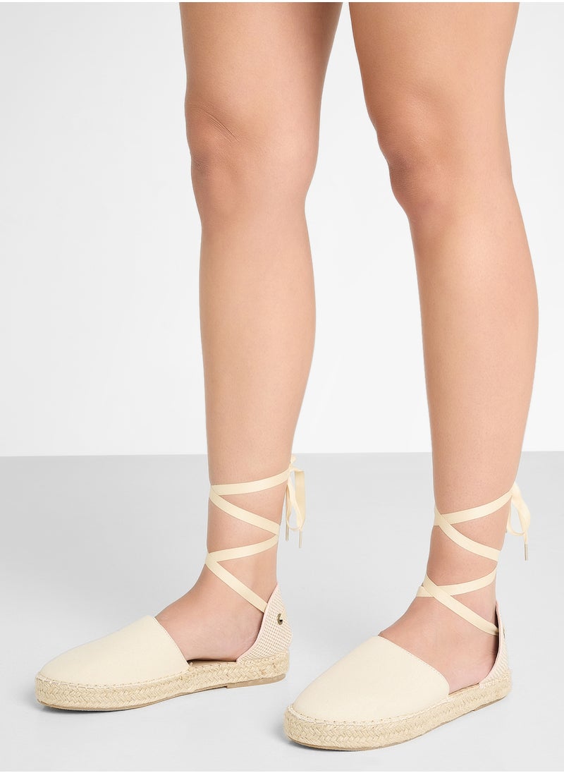 Truffle - Espadrille Wrap Around Flat Wedge Sandal - Image 1