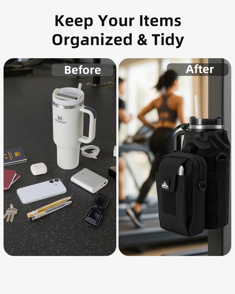 Nefeeko Magnetic Water Bottle Bag, Bottle holder for Gym â€“ Detachable 2-in-1 Design | Fits 40OZ Bottles | Durable Oxford Fabric | Ideal for Fitness/Golf/Tennis/Hiking (Black) - Image 3
